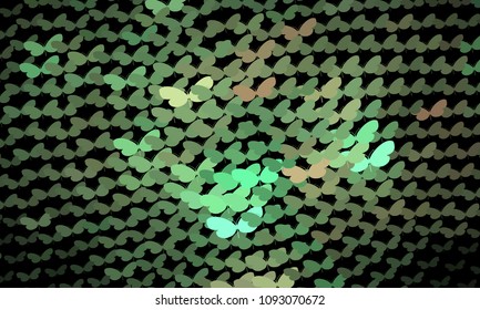 Abstract halftone background with a lot of flying butterflies. Vector clip art.