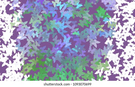 Abstract halftone background with a lot of flying butterflies. Vector clip art.