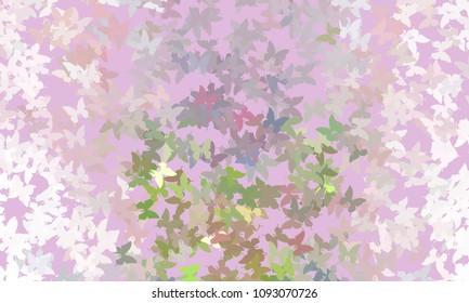 Abstract halftone background with a lot of flying butterflies. Vector clip art.