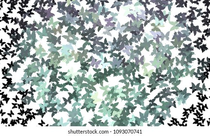 Abstract halftone background with a lot of flying butterflies. Vector clip art.