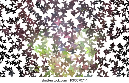 Abstract halftone background with a lot of flying butterflies. Vector clip art.