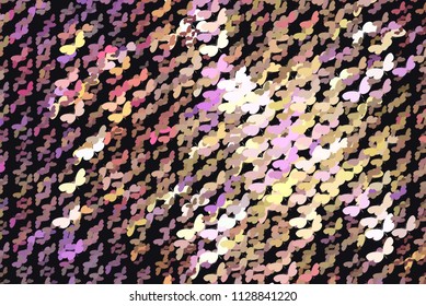 Abstract halftone background with a lot of flying butterflies. Vector clip art.