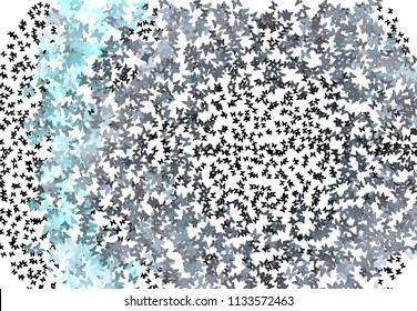 Abstract halftone background with a lot of flying butterflies. Vector clip art.
