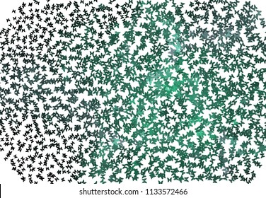 Abstract halftone background with a lot of flying butterflies. Vector clip art.