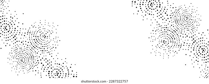 Abstrakter Halbton-Hintergrund geometrischer Formen. Rundschmuck. Muster von Punkten, Partikeln, Molekülen, Fragmenten. Poster für Technologie, Medizin, Präsentationen, Business. Vektorgrafik