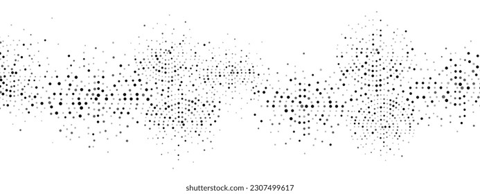 Abstract halftone background frame of geometric shapes. Circular ornament. Pattern of dots, particles, molecules, fragments. Poster for technology, medicine, presentations, business. Vector	