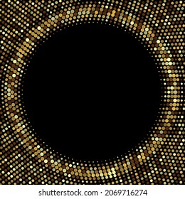 Abstract halftone background gold glitters frame dots vector, grunge design