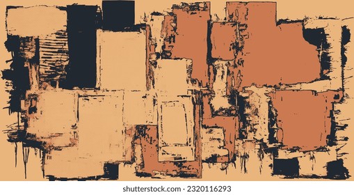Resumen de fondo de medio tono. Elemento de diseño grueso. Efecto angustiado . Formas con textura de impresión de pantalla de puntos. Ilustración del vector