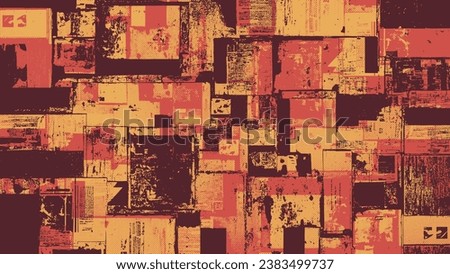 Abstract halftone background. Grunge design element. Shapes with dots screen print texture. Vector illustration