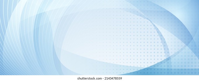 Resumen de fondo de medio tono hecho de líneas curvas y puntos cuadrados en colores azul claro