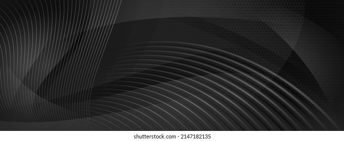 Abstract halftone background made of curved lines and small dots in black colors