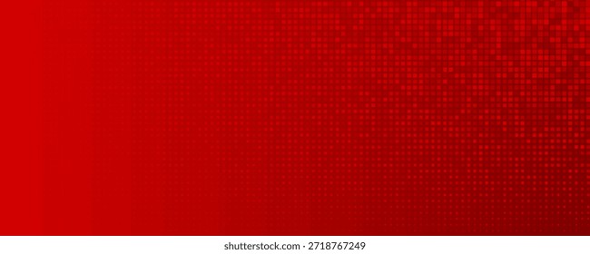 Abstract halftone background made of small square dots of different sizes in red colors