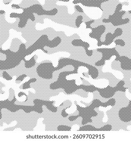 Abstract halftone background. Military camouflage effect dot seamless pattern texture.