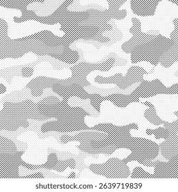 Abstract halftone background. Military camouflage effect dot seamless pattern texture.