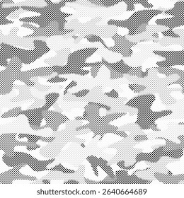 Abstract halftone background. Military camouflage effect dot seamless pattern texture.	