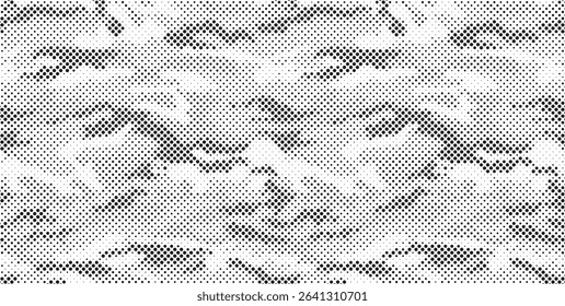 Abstract halftone background. Military camouflage effect dot seamless pattern texture.