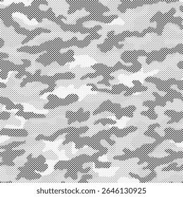 Abstract halftone background. Military camouflage effect dot seamless pattern texture.	