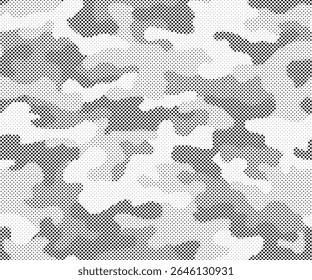 Abstract halftone background. Military camouflage effect dot seamless pattern texture.	