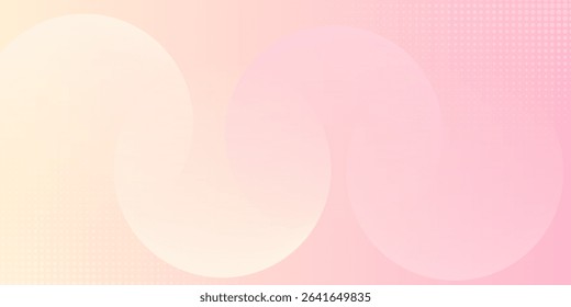 Abstract halftone background. Minimalist banner background, pastel, pink and yellow gradient. Geometric circle effect style, Modern circle line pattern.