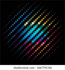 Abstract halftone background pattern. Colorful star vector line illustration
