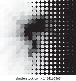 Abstract halftone background pattern. Monochrome geometric vector line illustration