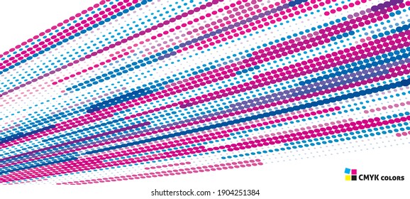 Resumen de fondo medio tono con perspectiva salpicado de puntos azules y de cereal. Patrón gráfico de vector