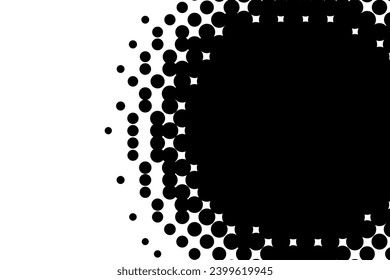 Abstract Halftone Background Polka dot texture pattern on black and white color