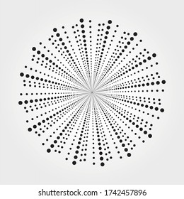 Abstract halftone background. Radial concentric dotted background. Halftone design element for multipurpose use.
