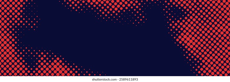 Abstract halftone background with red and navy color