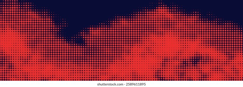 Abstract halftone background with red and navy color