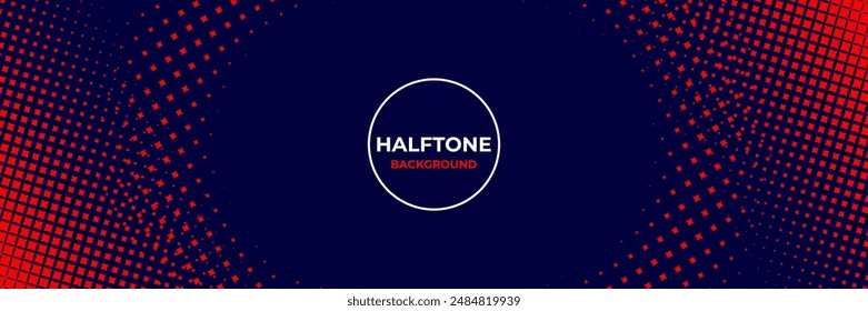 Abstract halftone background. Red halftone on navy background very useful for banner on social media and website