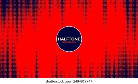 Abstract halftone background. Red halftone on navy background very useful for banner on social media and website