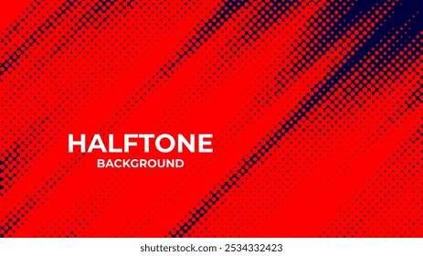 Abstract halftone background. Red halftone on navy background very useful for banner on social media and website