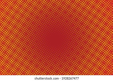 Abstract Halftone Background In Red And Yellow Texture