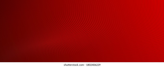 Abstract halftone background of small dots and wavy lines in red colors