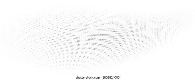 Abstract halftone background of small dots and wavy lines in gray and white colors