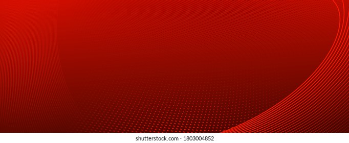 Abstract halftone background of small dots and wavy lines in red colors