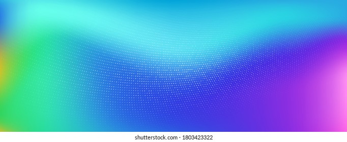 Abstrakter Halbtonhintergrund, kleine Punkte und gewellte Linien in Regenbogenfarben