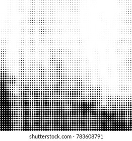 Abstract halftone background. Texture of dots of ink. Monochrome vector grunge pattern black and white