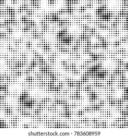 Abstract halftone background. Texture of dots of ink. Monochrome vector grunge pattern black and white