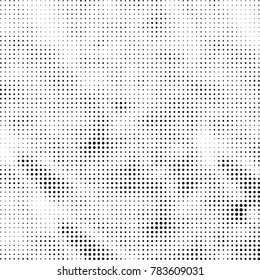 Abstract halftone background. Texture of dots of ink. Monochrome vector grunge pattern black and white