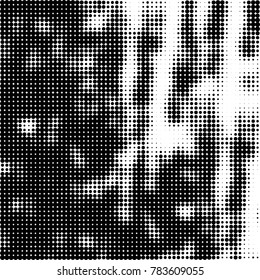 Abstract halftone background. Texture of dots of ink. Monochrome vector grunge pattern black and white