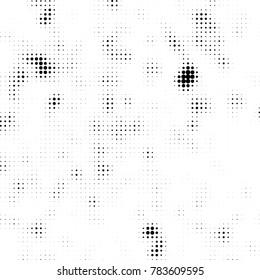 Abstract halftone background. Texture of dots of ink. Monochrome vector grunge pattern black and white