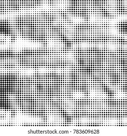 Abstract halftone background. Texture of dots of ink. Monochrome vector grunge pattern black and white