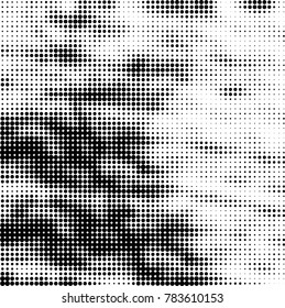 Abstract halftone background. Texture of dots of ink. Monochrome vector grunge pattern black and white