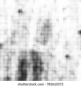 Abstract halftone background. Texture of dots of ink. Monochrome vector grunge pattern black and white