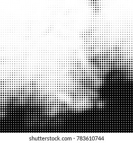 Abstract halftone background. Texture of dots of ink. Monochrome vector grunge pattern black and white