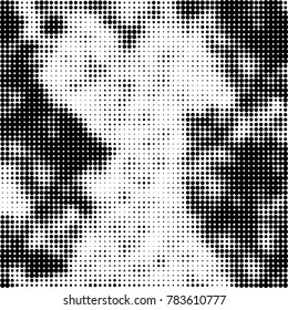 Abstract halftone background. Texture of dots of ink. Monochrome vector grunge pattern black and white