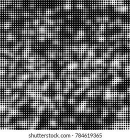 Abstract halftone background. Texture of dots of ink. Monochrome vector grunge pattern black and white