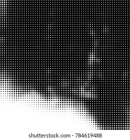Abstract halftone background. Texture of dots of ink. Monochrome vector grunge pattern black and white